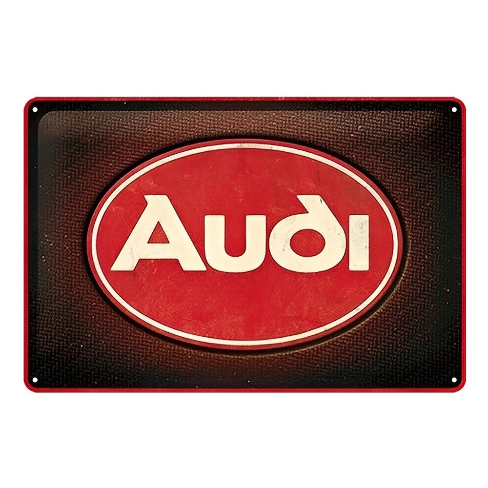 2x Audi Car Logo Funny Tin Metal Sign Rustic Look Vintage