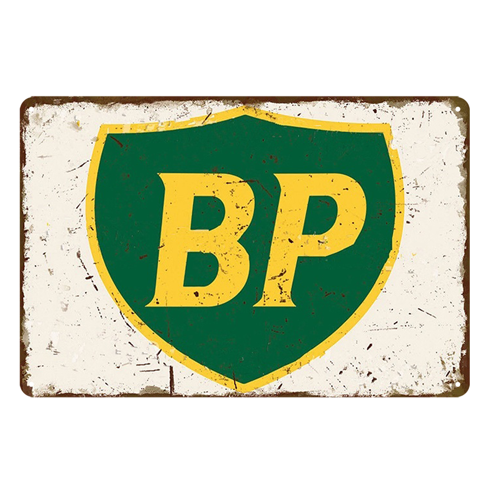 BP MOTOR OIL GAS PETRO Rustic Metal Sign Vintage Tin Shed Garage Bar - Tin Sign Factory Australia