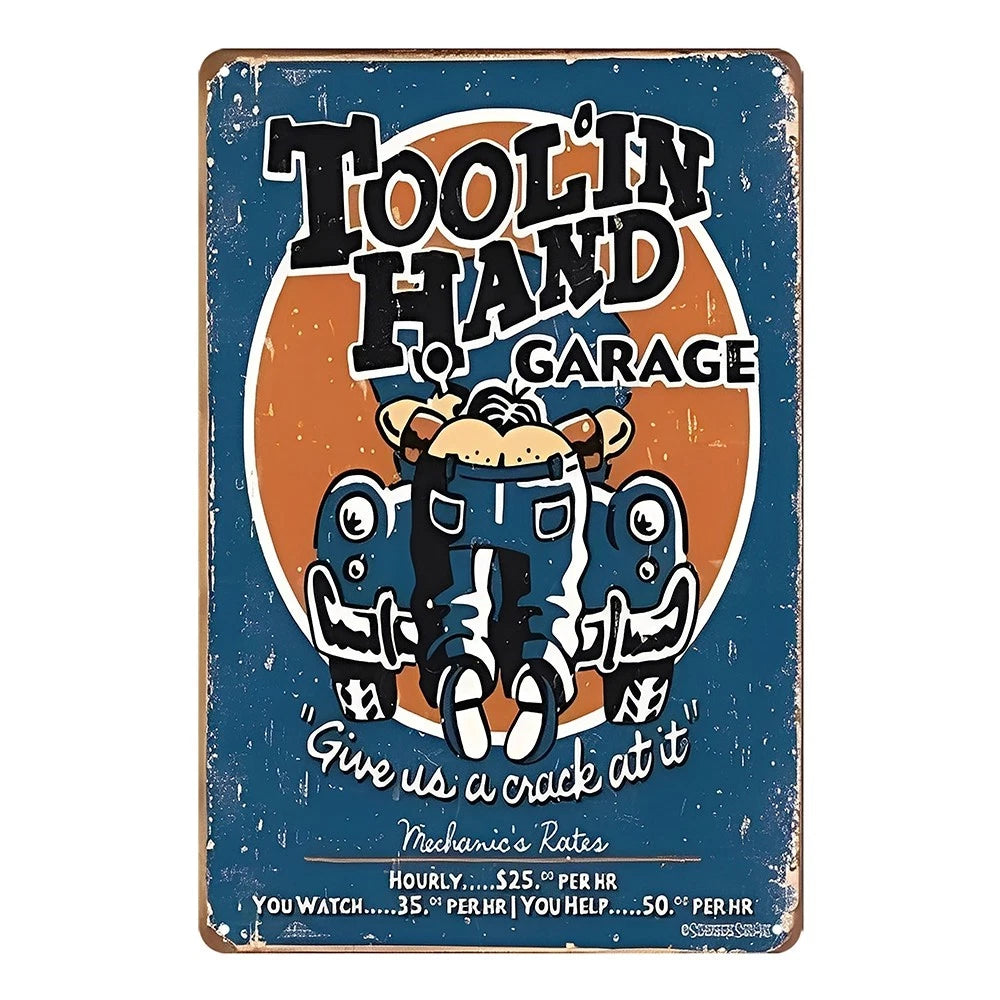 3x Tool’in Hard Garage Man Cave Workshop Repair Funny Tin Sign Vintage