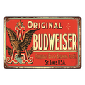 ORIGINAL BUDWEISER BEER Tin Metal Sign Rustic Look Vintage Man Cave - Tin Sign Factory Australia