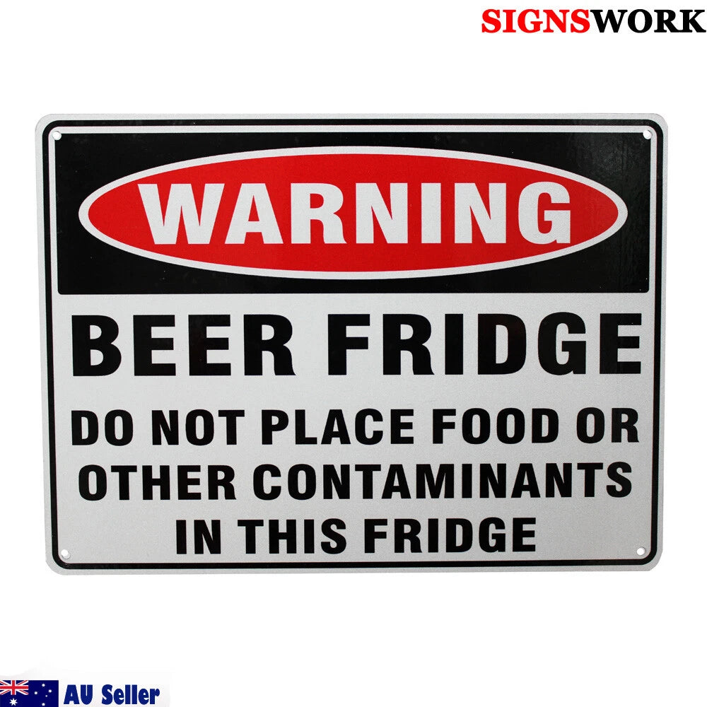 Warning Notice Beer Fridge Only Not Place Food Sign 225x300mm