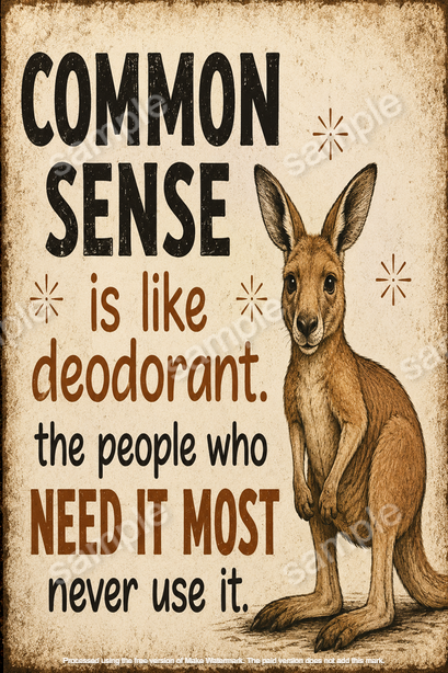 COMMON SENSE Funny Tin Metal Sign Home Bar Man Cave Shed Garage Wall Bar Decor - Tin Sign Factory Australia