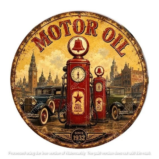 MOTOR OIL 1932 40 cm round aluminium sign