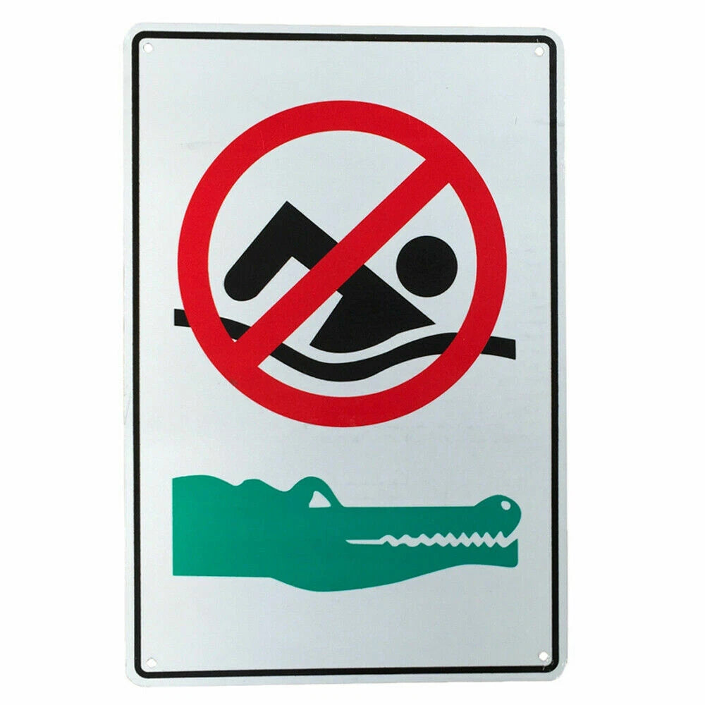 Warning Notice Sign No Swimming Dangerous Crocodile 200x300mm Beach