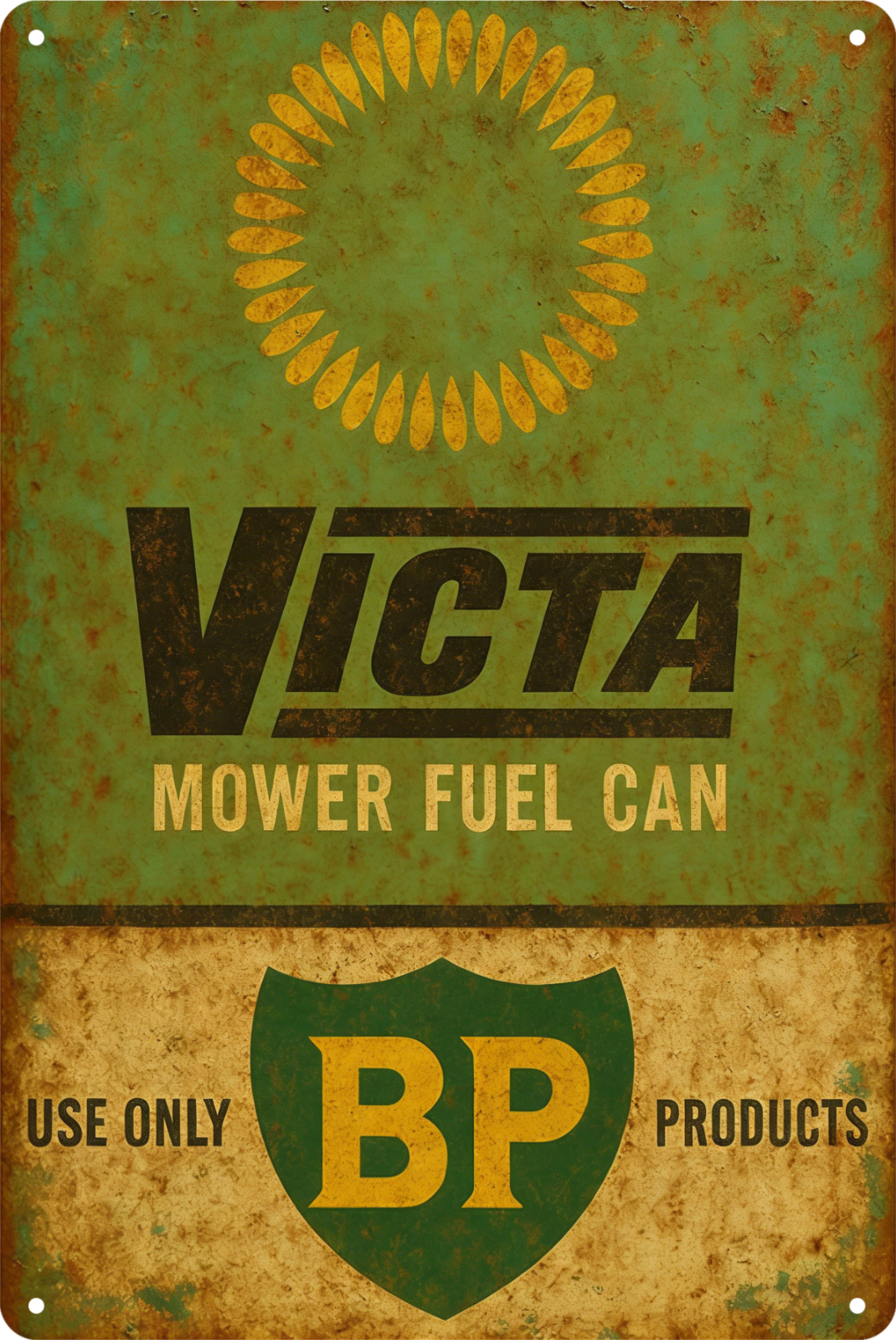 BP Mower Fuel Can Victa Use Only Products Tin Sign Rustic Look Retro 20x30cm product image