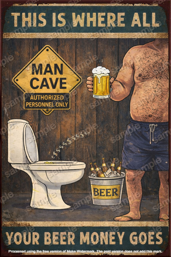 BEER MONEY GOES Man Cave Shed Garage Funny Workshop Funny Decor Metal Sign