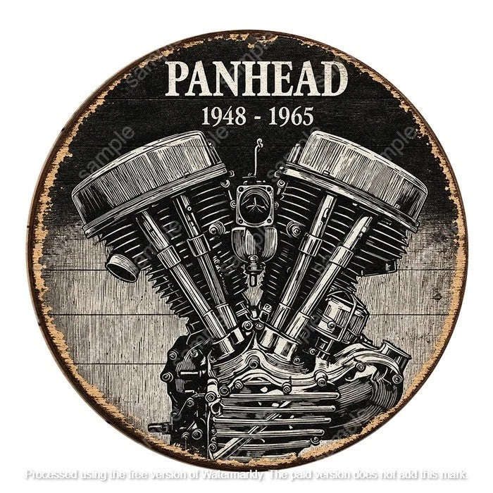 PANHEAD 1948-1965 40 cm round aluminium sign
