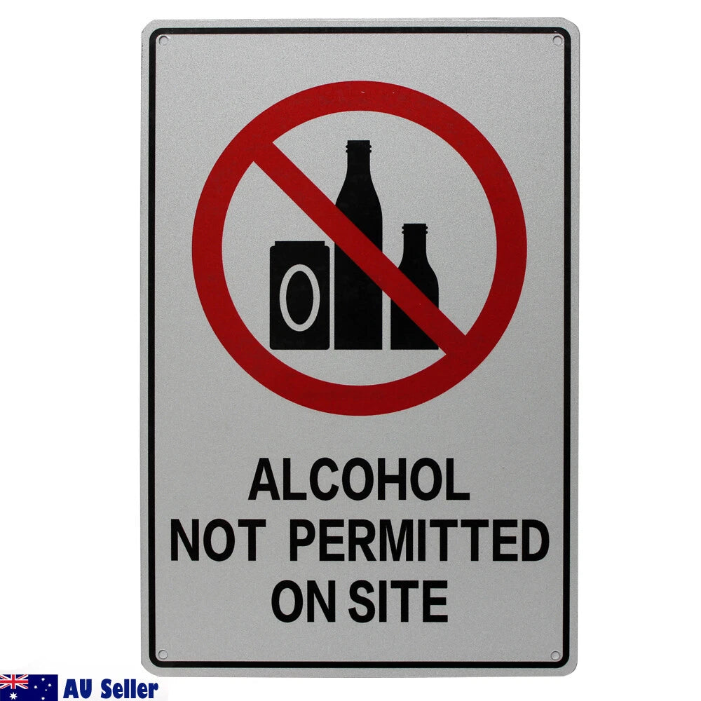 2x Warning Notice Alcohol No Permitted on Site Sign 200x300mm Metal