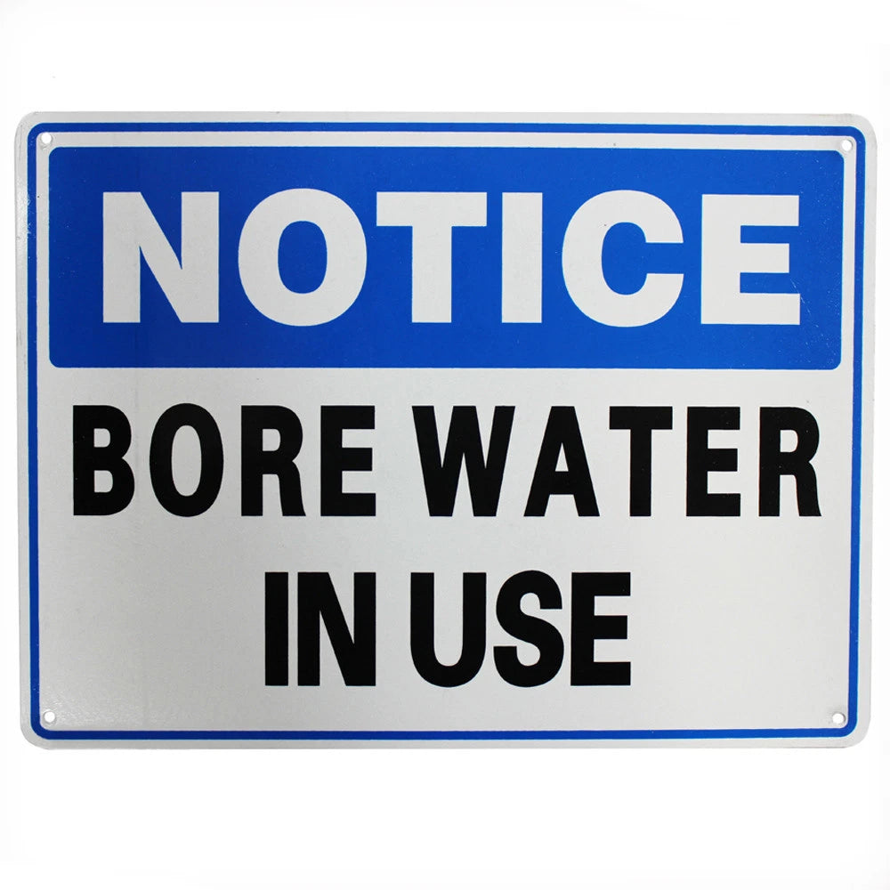 3x Warning Sign Notice Bore Water in Use 200x300mm Metal Garden
