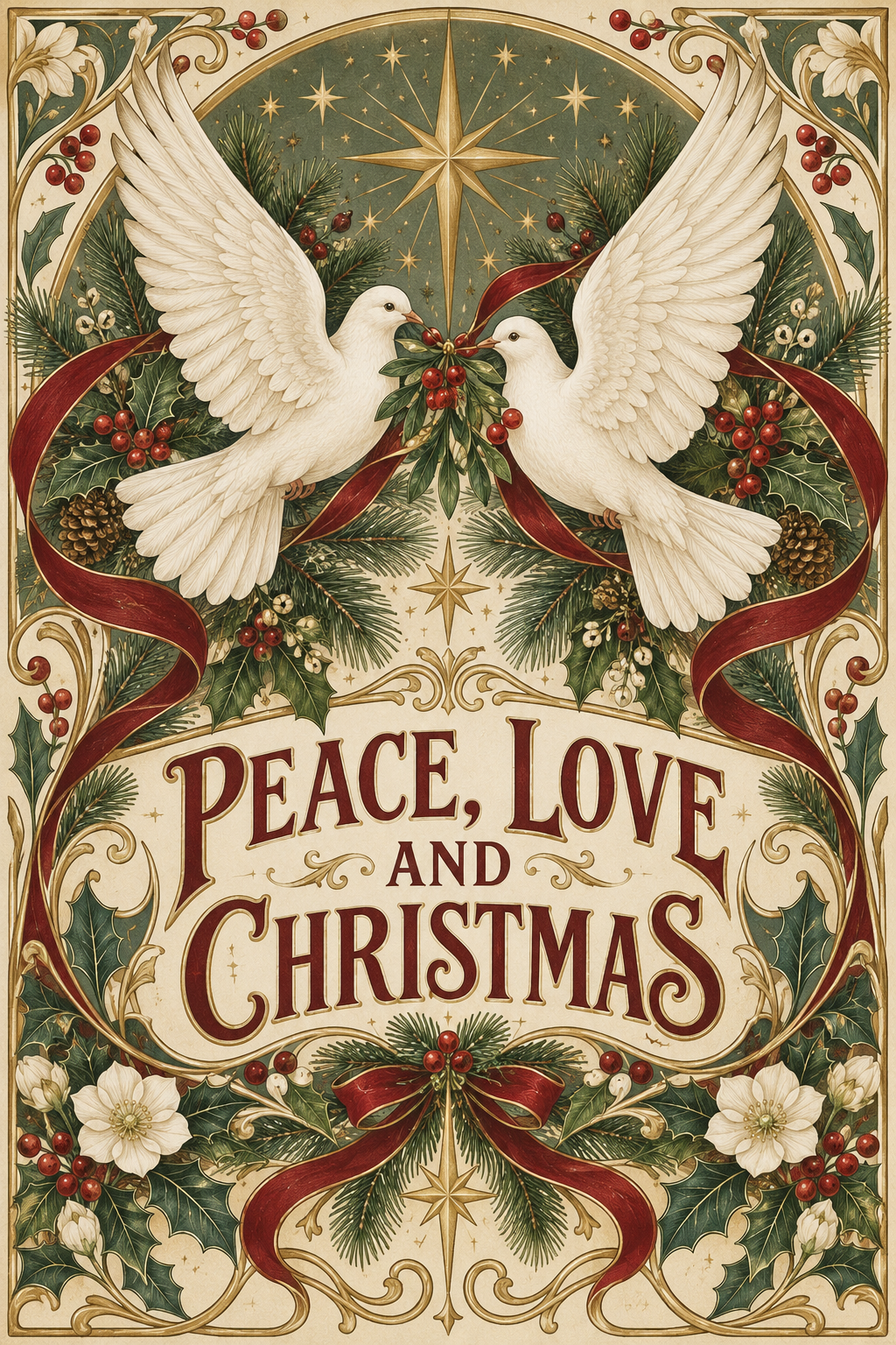 Peace, Love and Christmas Holiday Man Cave Garage Bar & Shed Decor Metal Sign