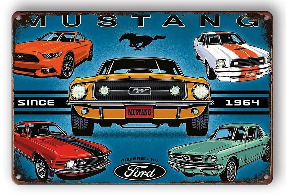 MUSTANG FORD SINCE 1964 Home Wall Man Cave Pub Rustic Look Decor Metal Sign - Tin Sign Factory Australia