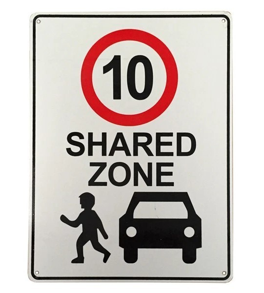 2x Metal Traffic Warning Signs 10KM Speed Limit Shared School Zone Outdoor Decor - Tin Sign Factory Australia