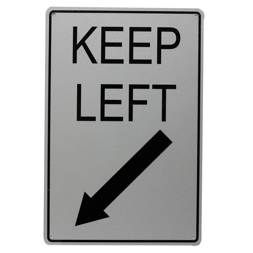 Warning Notice Keep Left Sign Traffic 200x300mm Metal Road Enter Cross - image 2