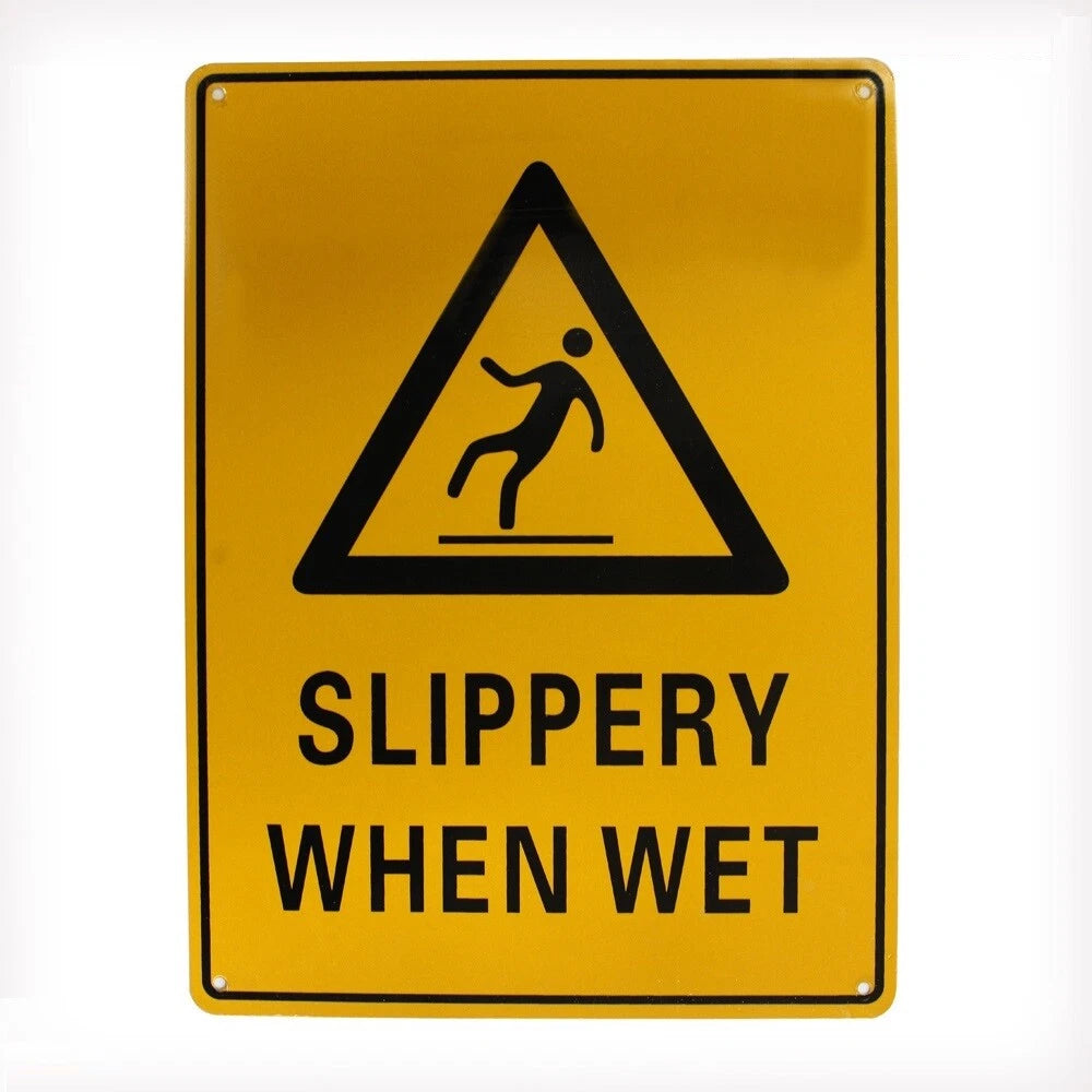 2x Warning Safety Sign Slippery When Wet 200x300mm Outdoor Caution