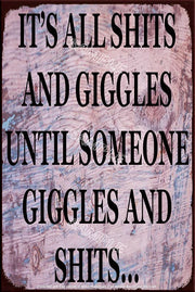 GIGGLES Retro/ Vintage Tin Metal Sign Man Cave, Wall Home Décor, Shed-Garage, an