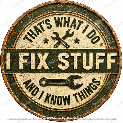 That's What I Do I Fix Stuff 40 cm round aluminium sign