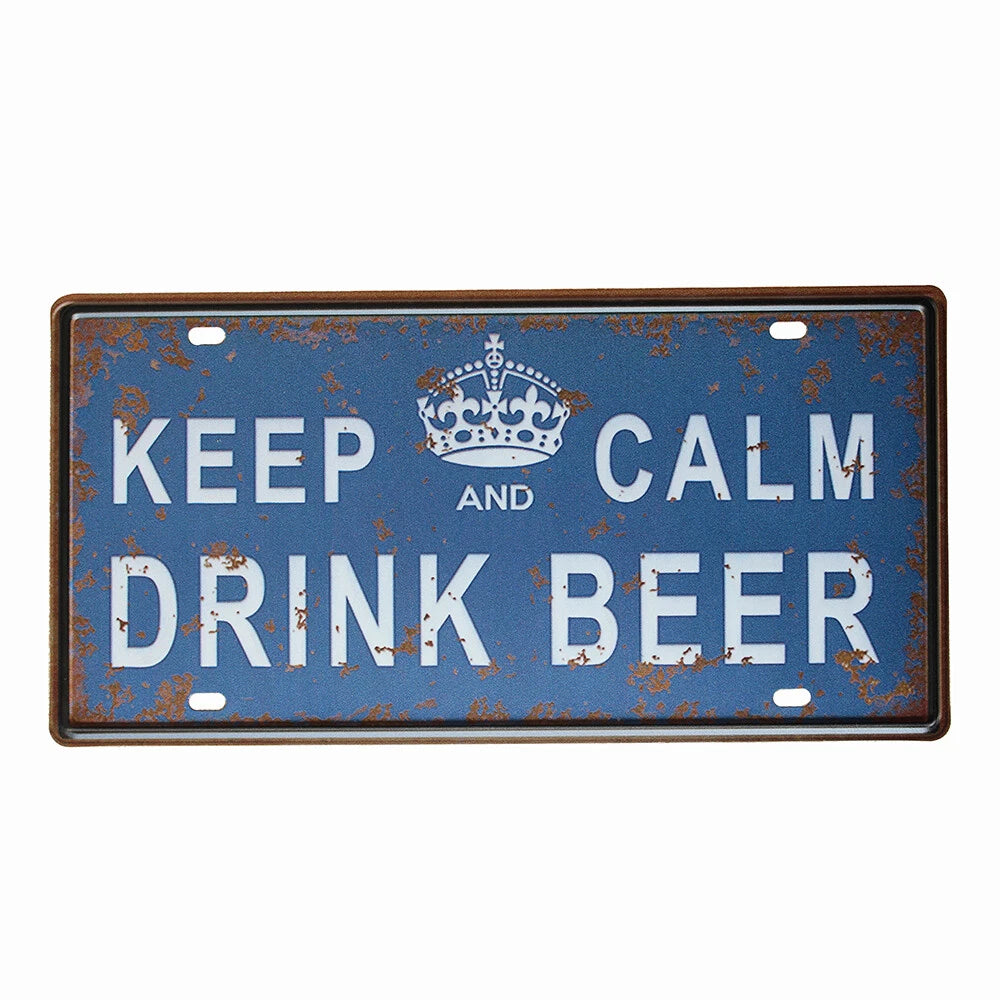 3x Tin Sign Keep and Calm Drink Beer Metal Tin Sign Vintage Retro