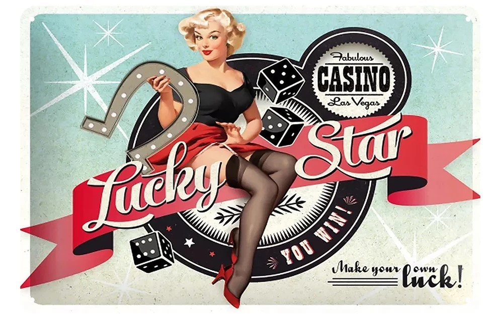 LUCKY STAR Home Wall Man Cave Shed Garage Workshop Bar Pub Metal Tin Sign - Tin Sign Factory Australia