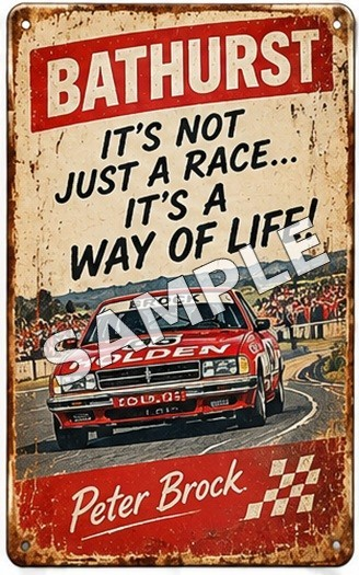 Peter Brock Bathurst Holden Racing Vintage Metal Tin Sign Man Cave Decor - Tin Sign Factory Australia