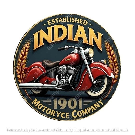 INDIAN MOTORCYCLE 1901 40 cm round aluminium sign