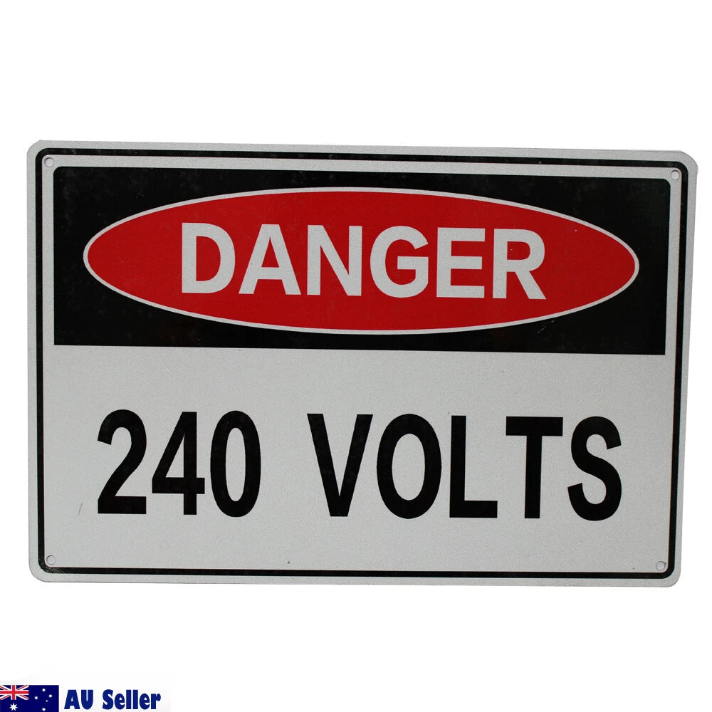 3x Warning Danger High 240 Voltage Sign 200x300mm Metal Security