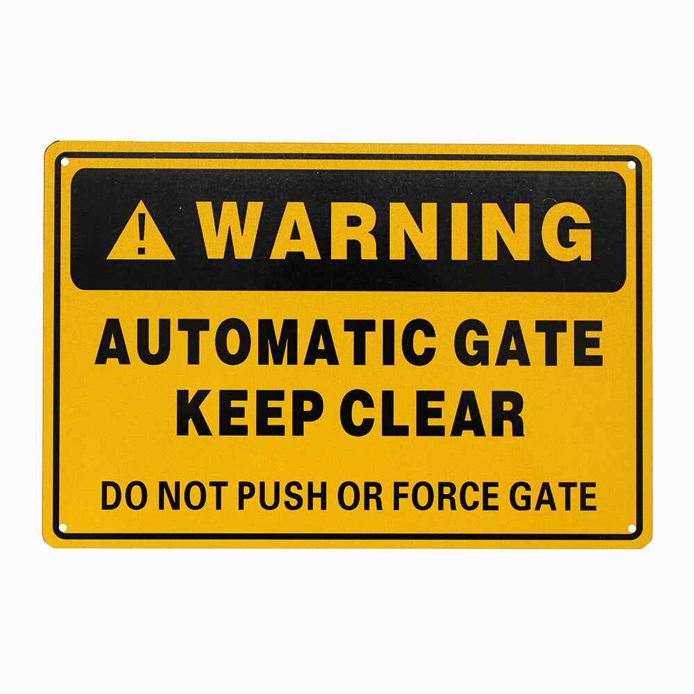 3x Keep Clear All Times Donot Push or Force Gate Warning Notice