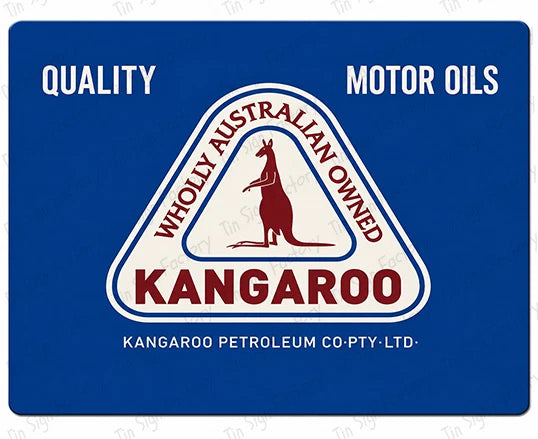 KANGAROO PETROLEUM 60x40cm Man Cave Décor Shed-Garage Motor Oils Tin Metal Sign