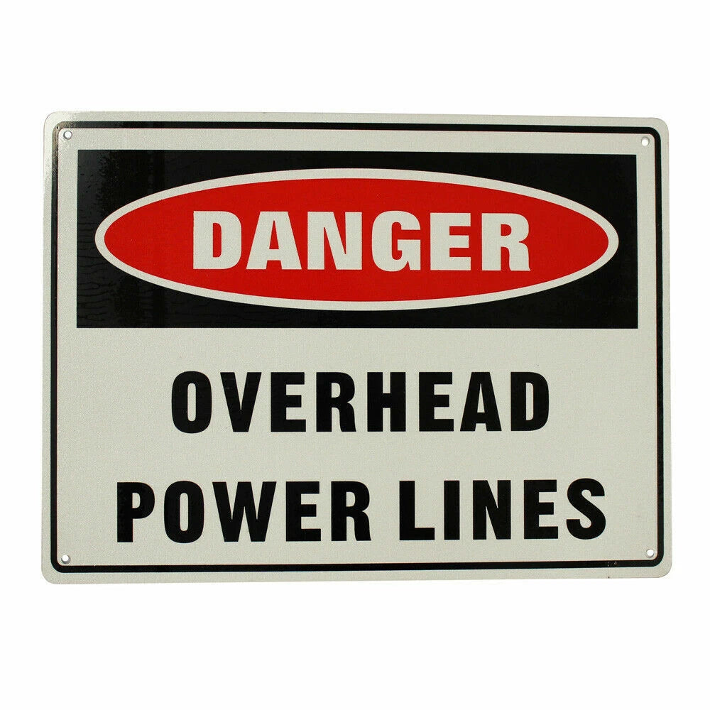 2x Warning Danger Overhead Power Lines Sign 200x300 Metal Electrical