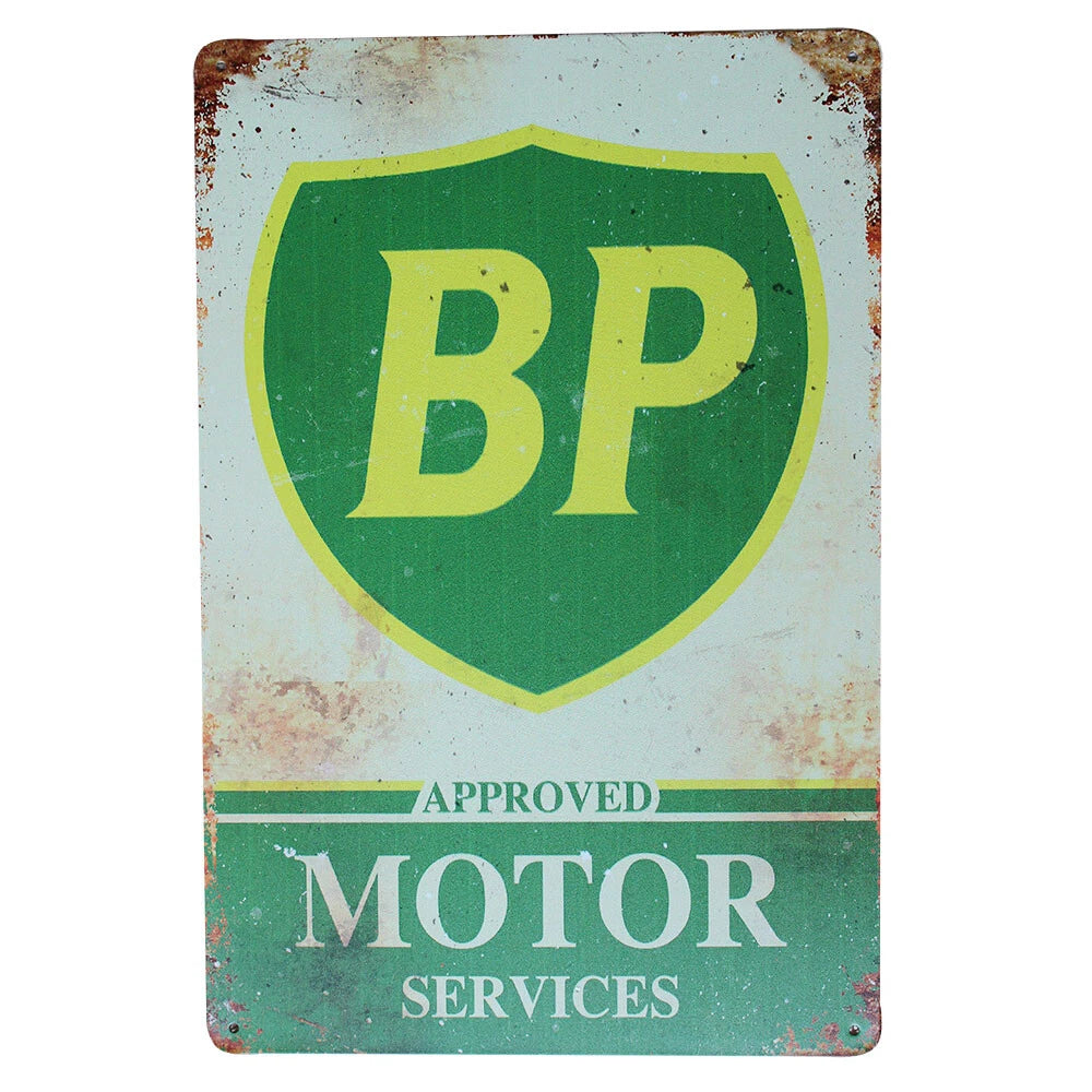 3x Metal Tin Sign Vintage Approved Motor Services 200x300mm Bp Sign