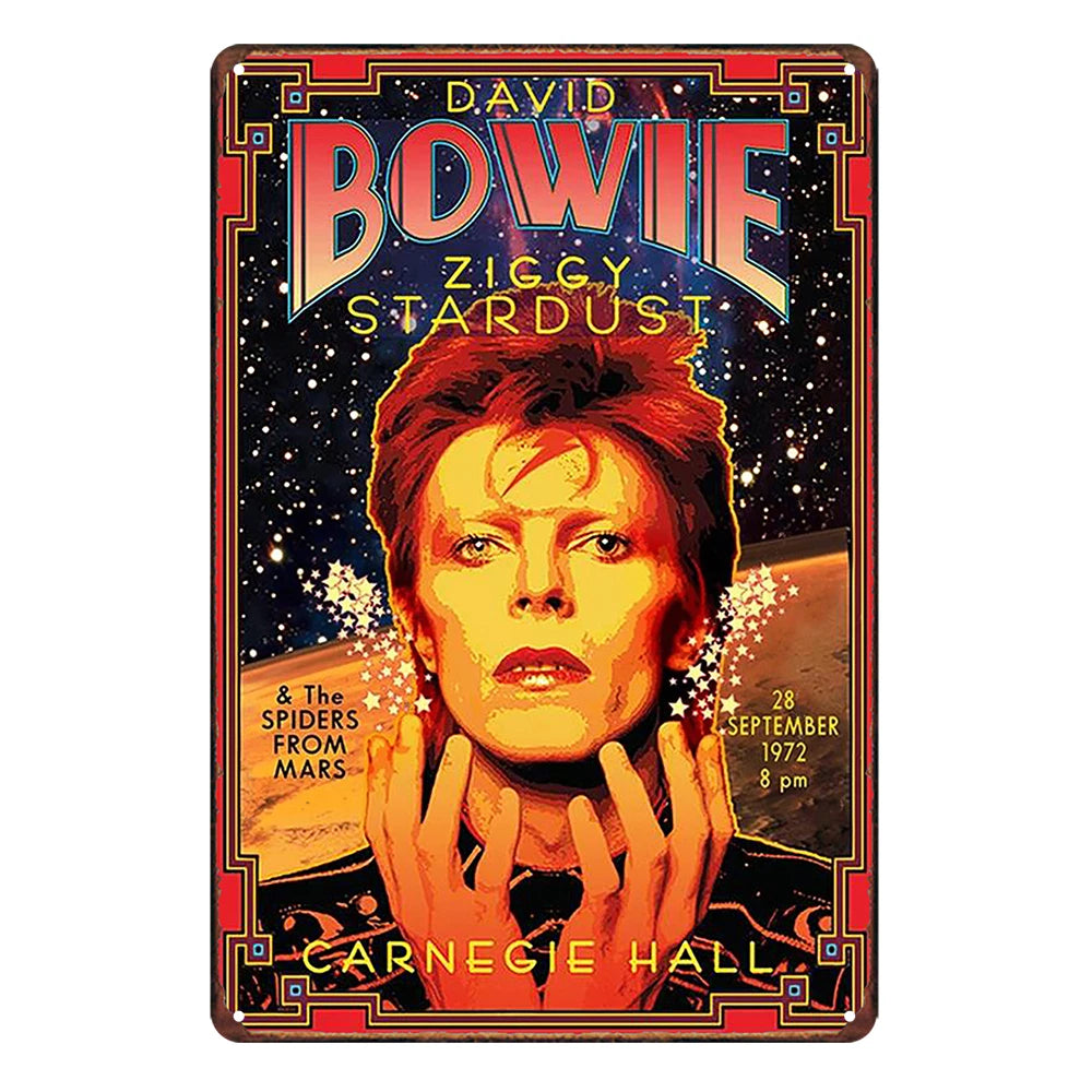 2x David Bowie Ziggy Stardust Music Rustic Metal Sign Vintage Tin