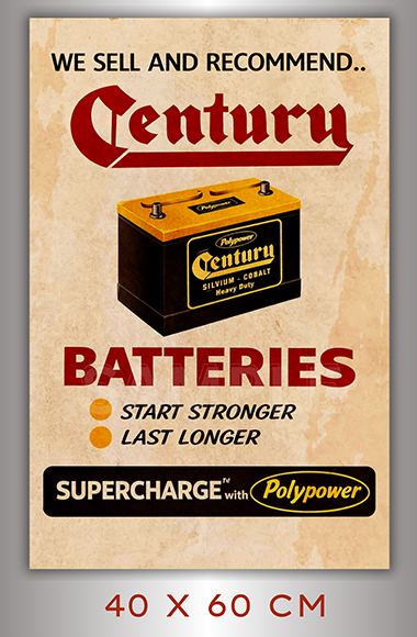 SUPERCHARGE BATTERIES Vintage Poster 60x40cm Man Cave Shed-Garage Tin Metal Sign - Tin Sign Factory Australia