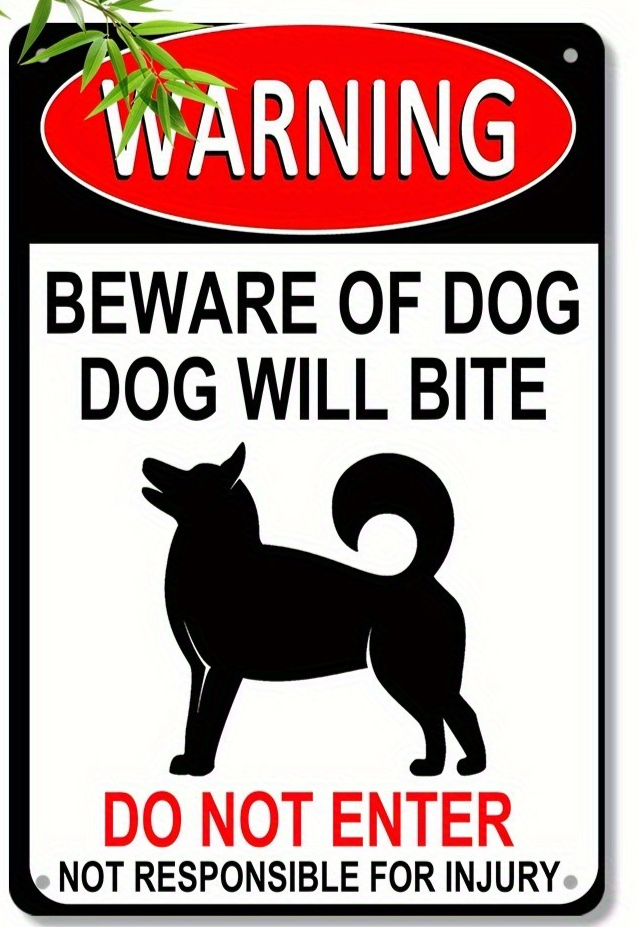 Beware of Dog Dog Will Bite Warning Metal Sign Home Security Yard Decor