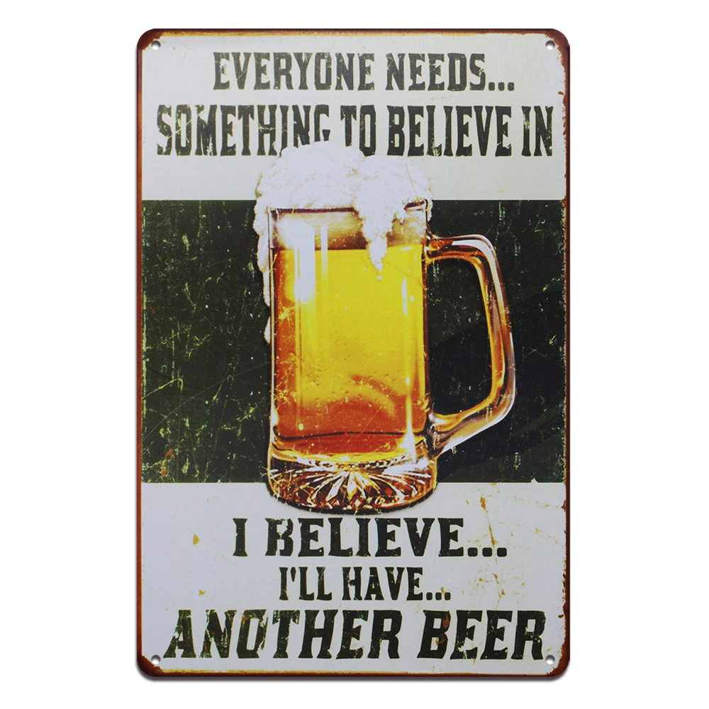 BEER ANOTHER BELIEVE IN Tin Metal Sign Rustic Look Vintage Man Cave Car - Tin Sign Factory Australia