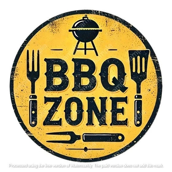 BBQ ZONE 40 cm round aluminium sign