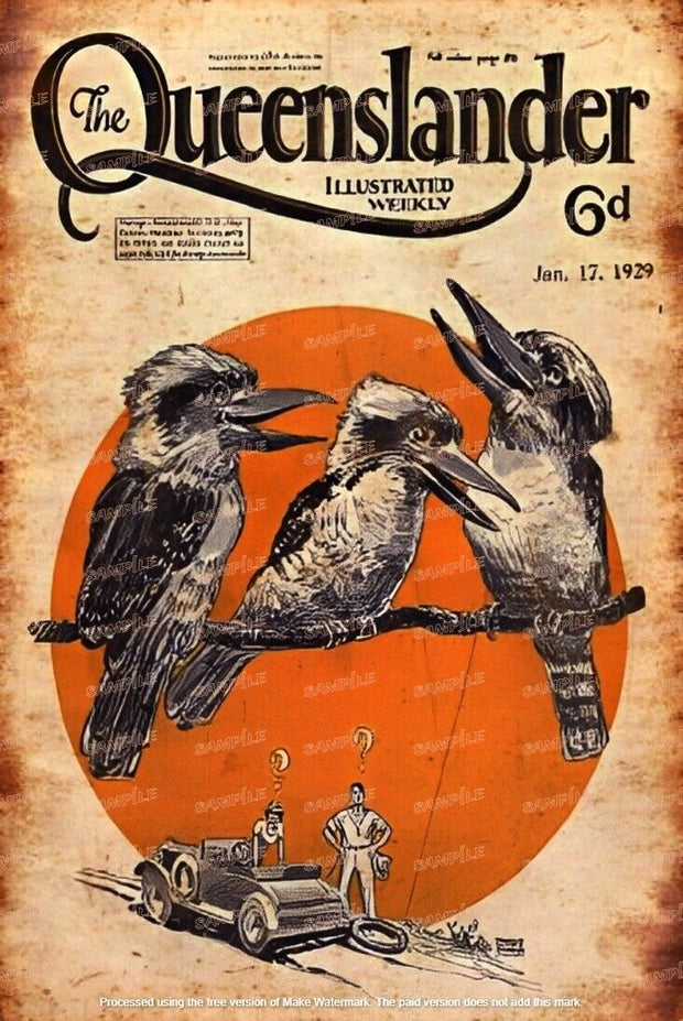 LAUGHING KOOKABURRAS Rustic Vintage Look Home Garage Shop Décor Tin Metal Sign