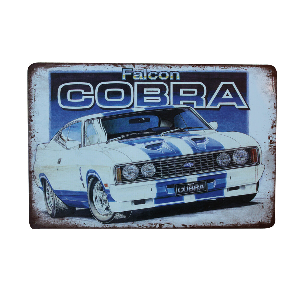 Metal Tin Sign Falcon Cobra Garage Rustic 200x300mm MAN CAVE - Tin Sign Factory Australia