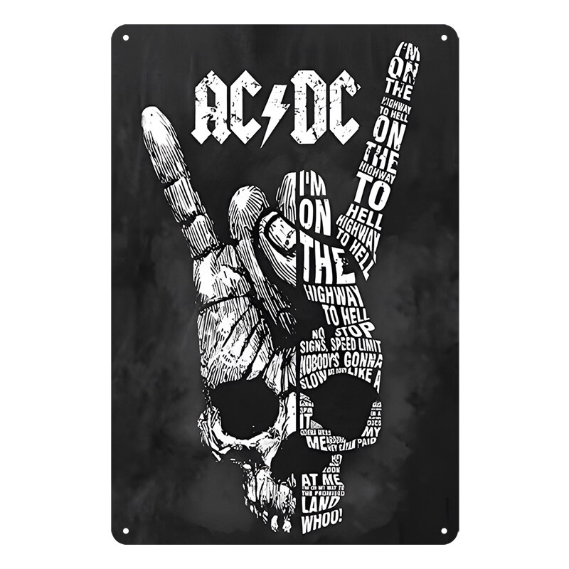 Tin Metal Sign AC DC BAND MUSIC HIGHWAY 20x30cm Rustic Vintage - Tin Sign Factory Australia