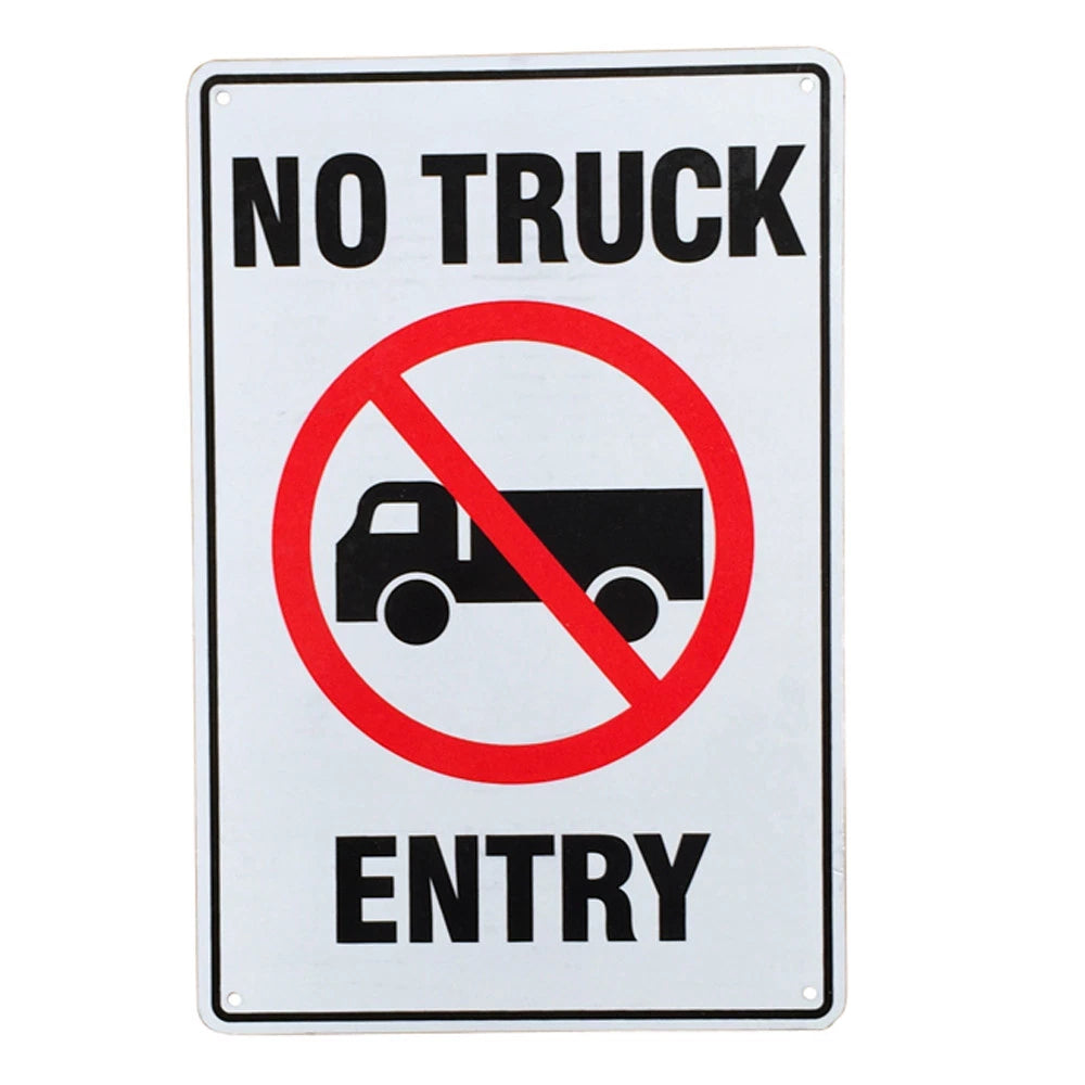 2x Warning Sign No Truck Entry 200x300mm Metal Safe Road Trafic
