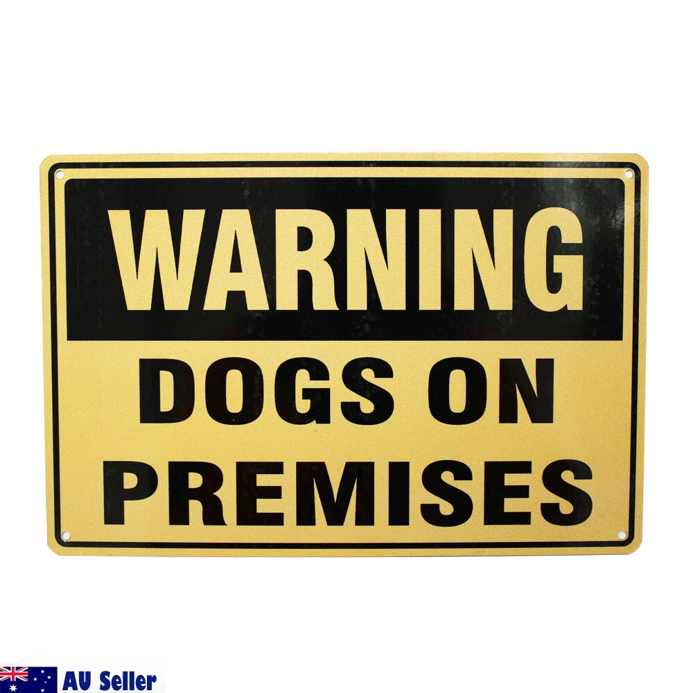 2x Warning Notice Dogs on Premises Sign 300*200mm Metal Safety