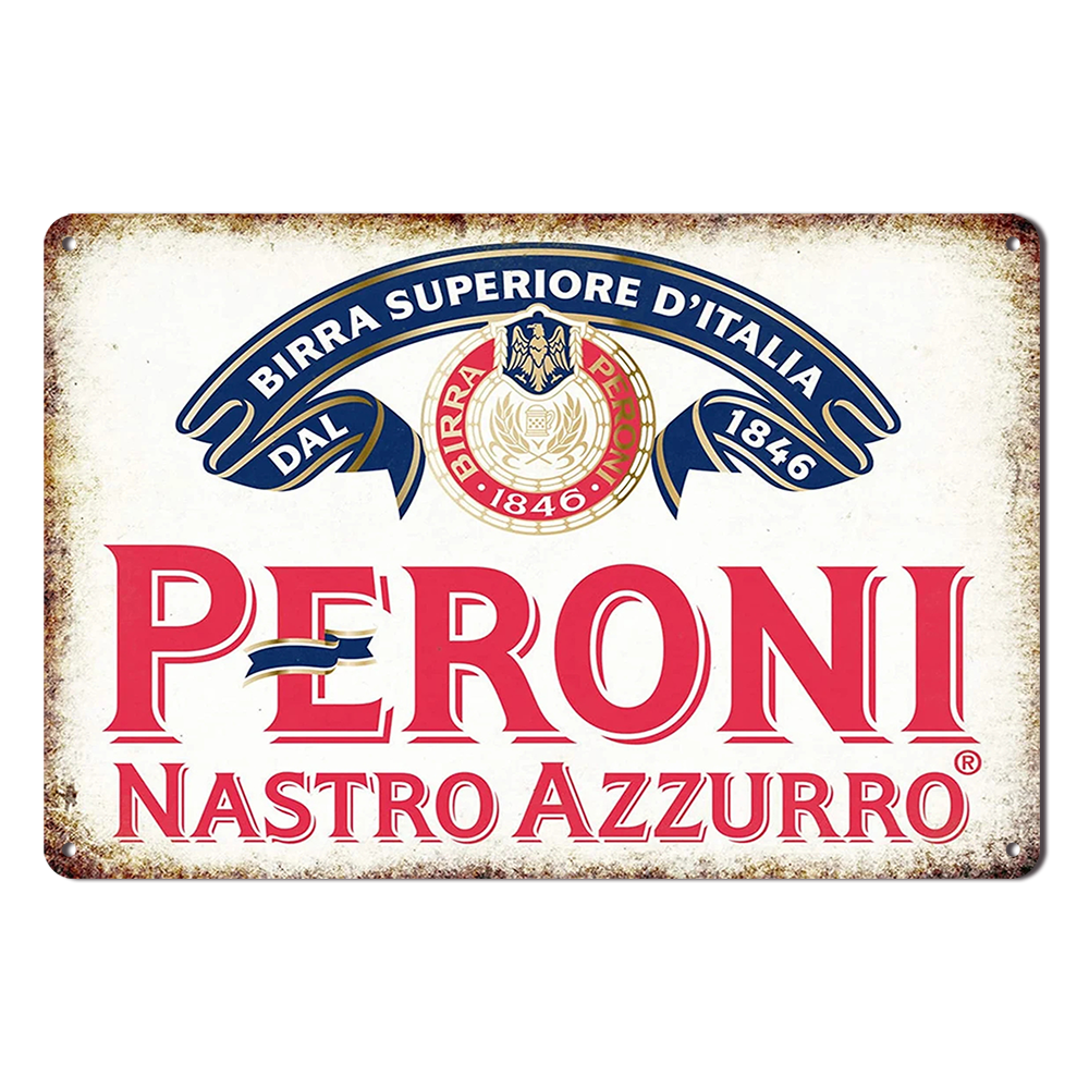 PERONI NASTRO AZZURRO BEER Tin Metal Sign Rustic Look Vintage Man Cave - Tin Sign Factory Australia