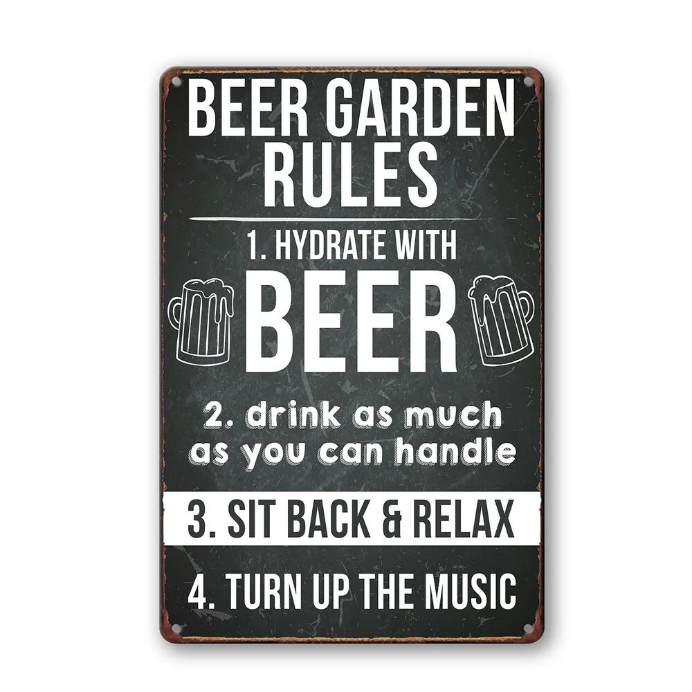 Rules Beer Music Retro Metal Plate Tin Sign Bar Pub Club Cafe Wall