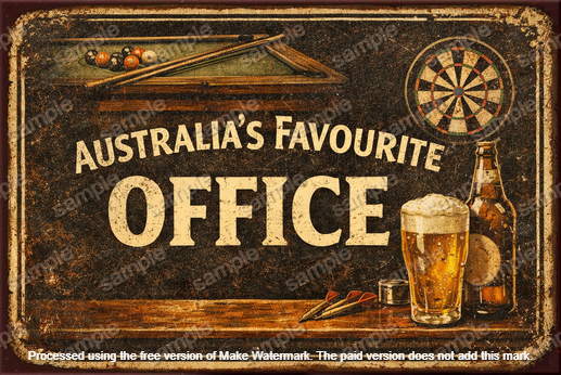 FAVOURITE OFFICE Vintage Look Man Cave Shed Garage Funny Beer Decor Metal Sign