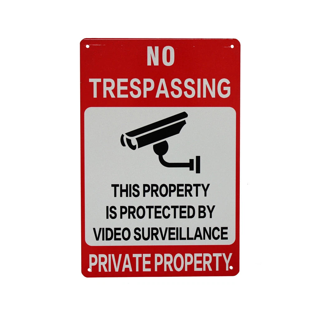 Warning Notice No Trespassing Protected by Video Surveillance Metal