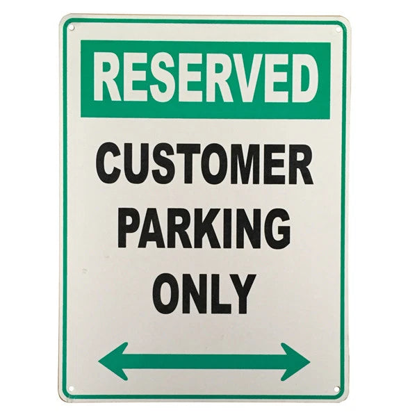 Warning Notice Sign Reserved Customer Parking Only 200x300mm Metal