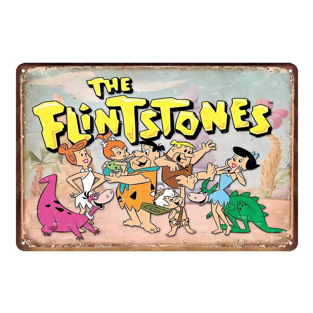 The Flintstones Family Funny Tin Metal Sign Rustic Look Vintage