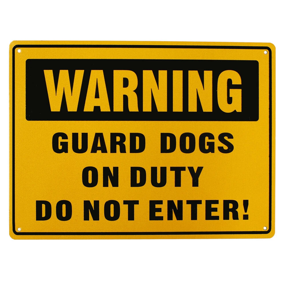 2x Warning Notice Guard Dogs on Duty Do Not Enter Tin Sign 200x300mm