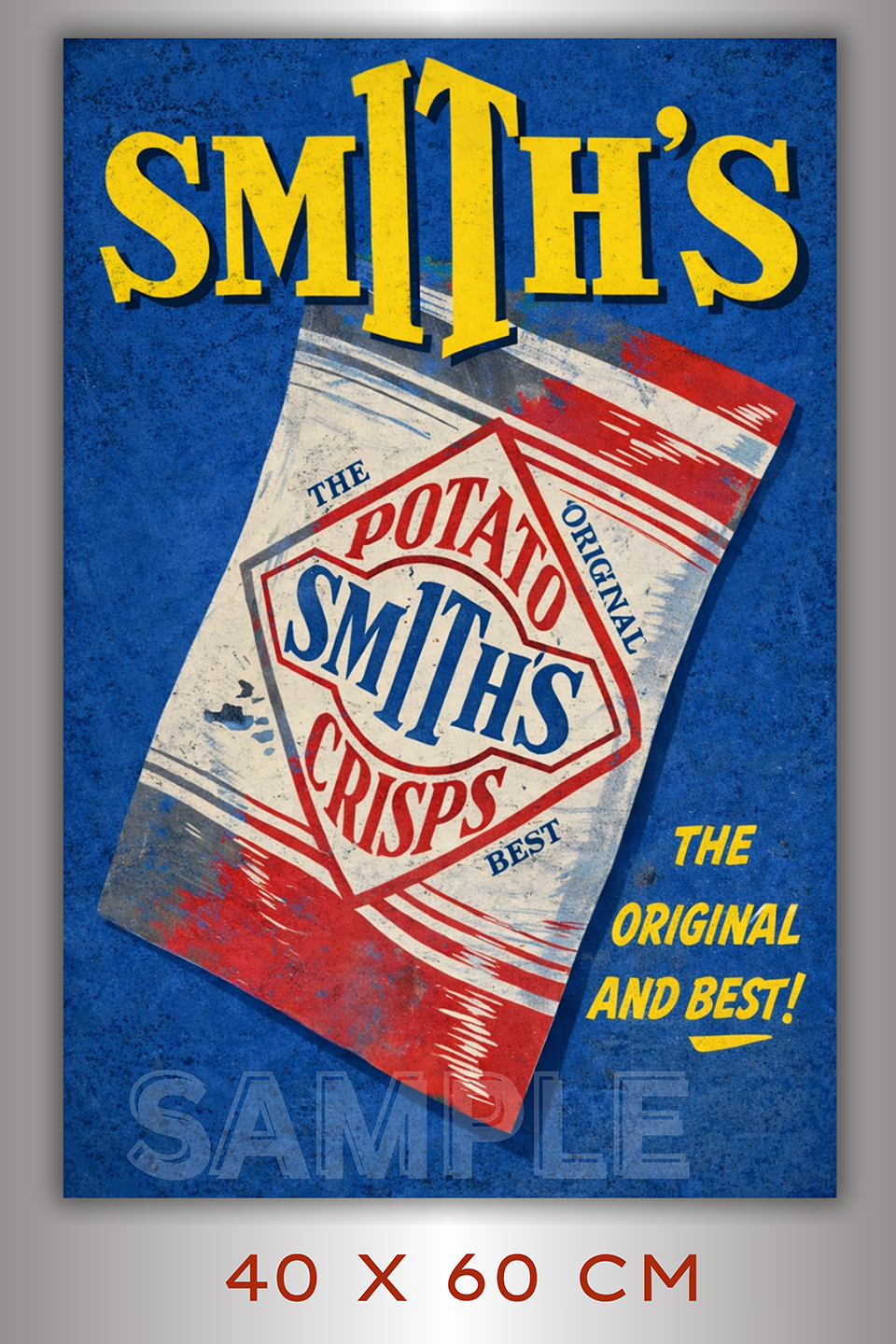 SMITH'S CRISPS Vintage Poster 60x40cm Man Cave Décor Shed-Garage Tin M
