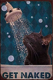 GET NAKED CAT Retro/ Vintage Tin Metal Sign Man Cave, Wall Home Décor, Shed-Gara
