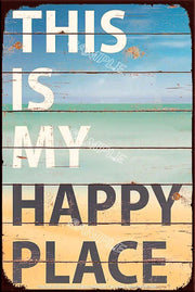 HAPPY PLACE Retro/ Vintage Tin Metal Sign Man Cave, Wall Home Décor, Shed-Garage