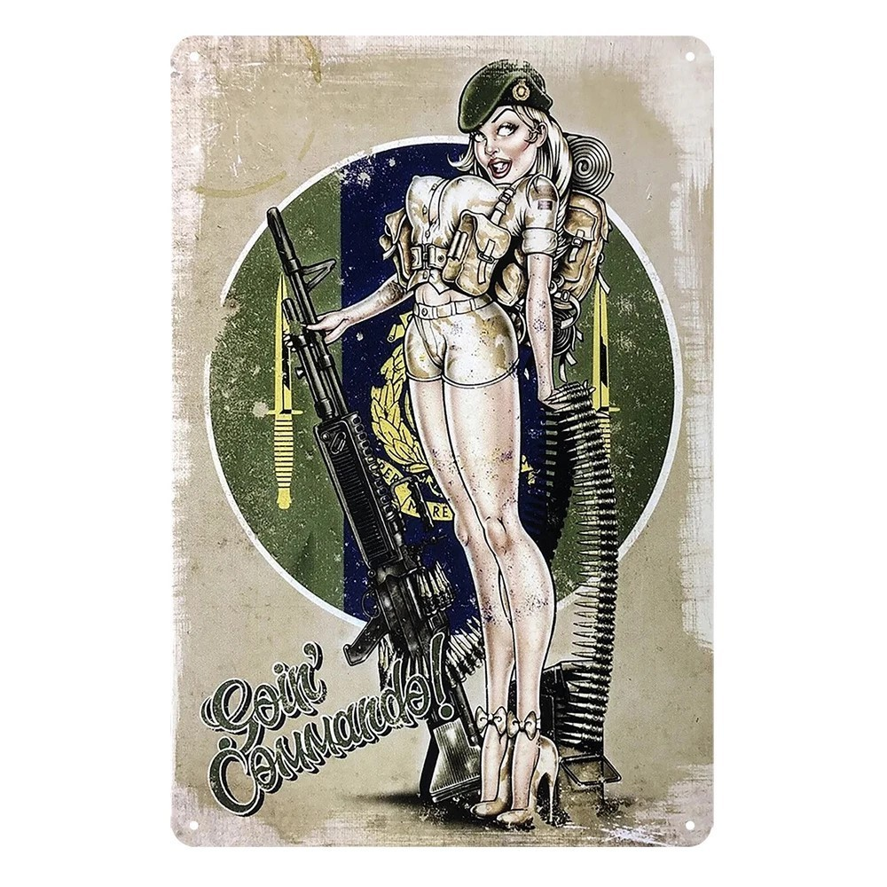 GOIN' COMMANDO Home Wall Man Cave Shed Garage Workshop Bar Pub Metal Tin Sign - Tin Sign Factory Australia